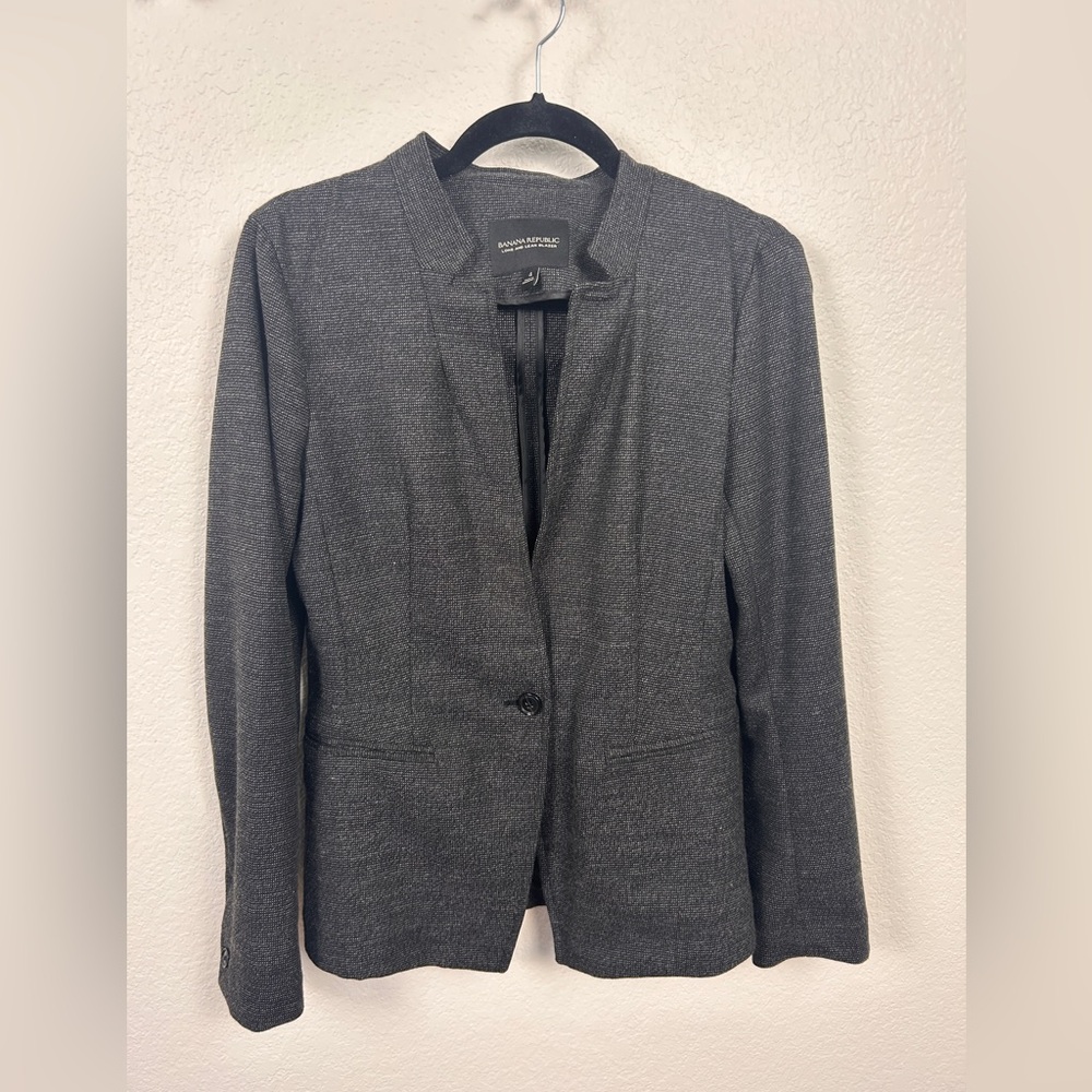 Banana Republic Long and Lean Charcoal Grey Blazer